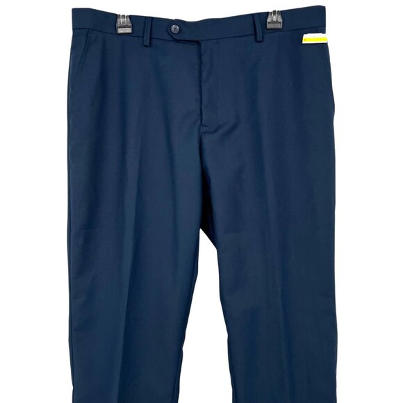 Leda Chan Mens Navy Flat Front Dress Pants Size 36W NWOT - Picture 4 of 11